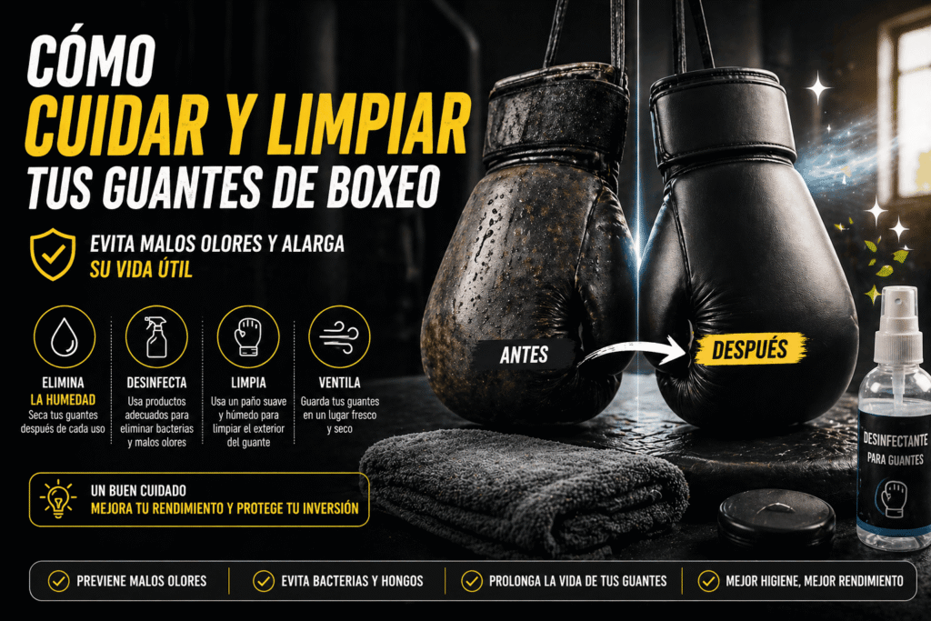 Cómo limpiar y cuidar guantes de boxeo para evitar malos olores y prolongar su durabilidad